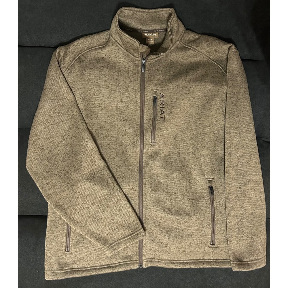 Ariat Caldwell Full Zip Sweater Mens XL Fleece Lined Honeycomb Jacket Brown NWOT